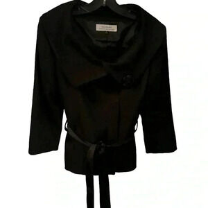Tahari Arthur S Levine Black Blazer Jacket Textured Collared Lined Size 8